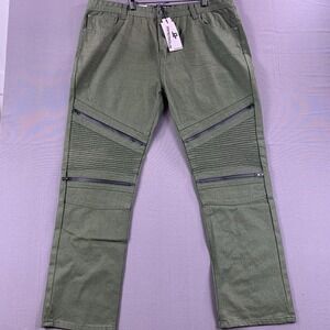 NWT Imperious Y2K Hip Hop Olive Green Denim‎ Stretch 44x32 Men Jeans Baggy
